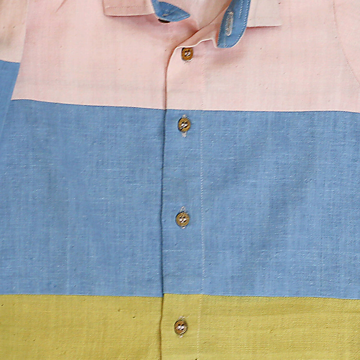 Mhyssa Blue and Yellow Color Blocked Shirt | Grocsy