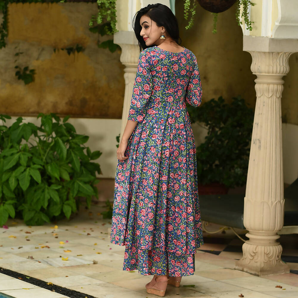 PartyWear Designer Blue and Pink Pure Maslin Palazzo Suit - Anbazaar | Grocsy
