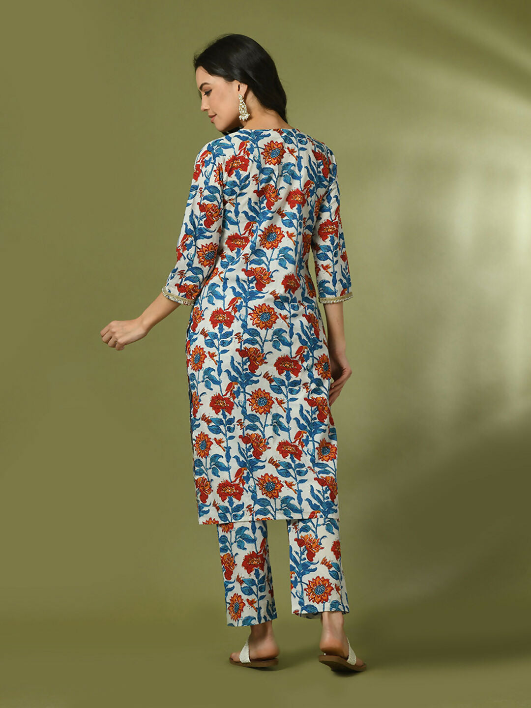 Myshka Women's Multi Printed Cotton Straight Party Kurta Set | Grocsy