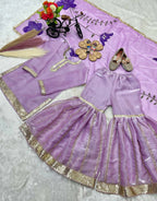 Teeya Creation New Kids Trendy Heavy Embroidery Sequence Work Kurta Set - Purple | Grocsy