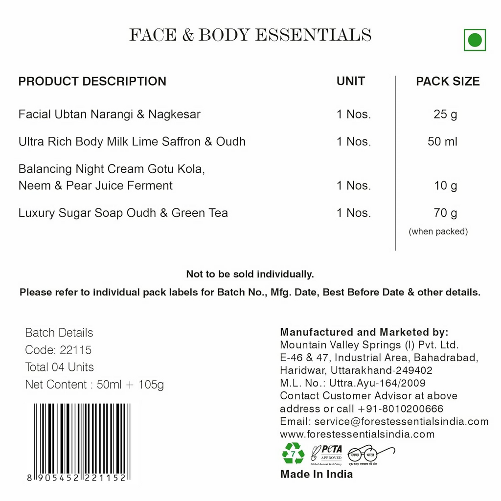 Forest Essentials Nalini Face & Body Essentials Kit | Grocsy
