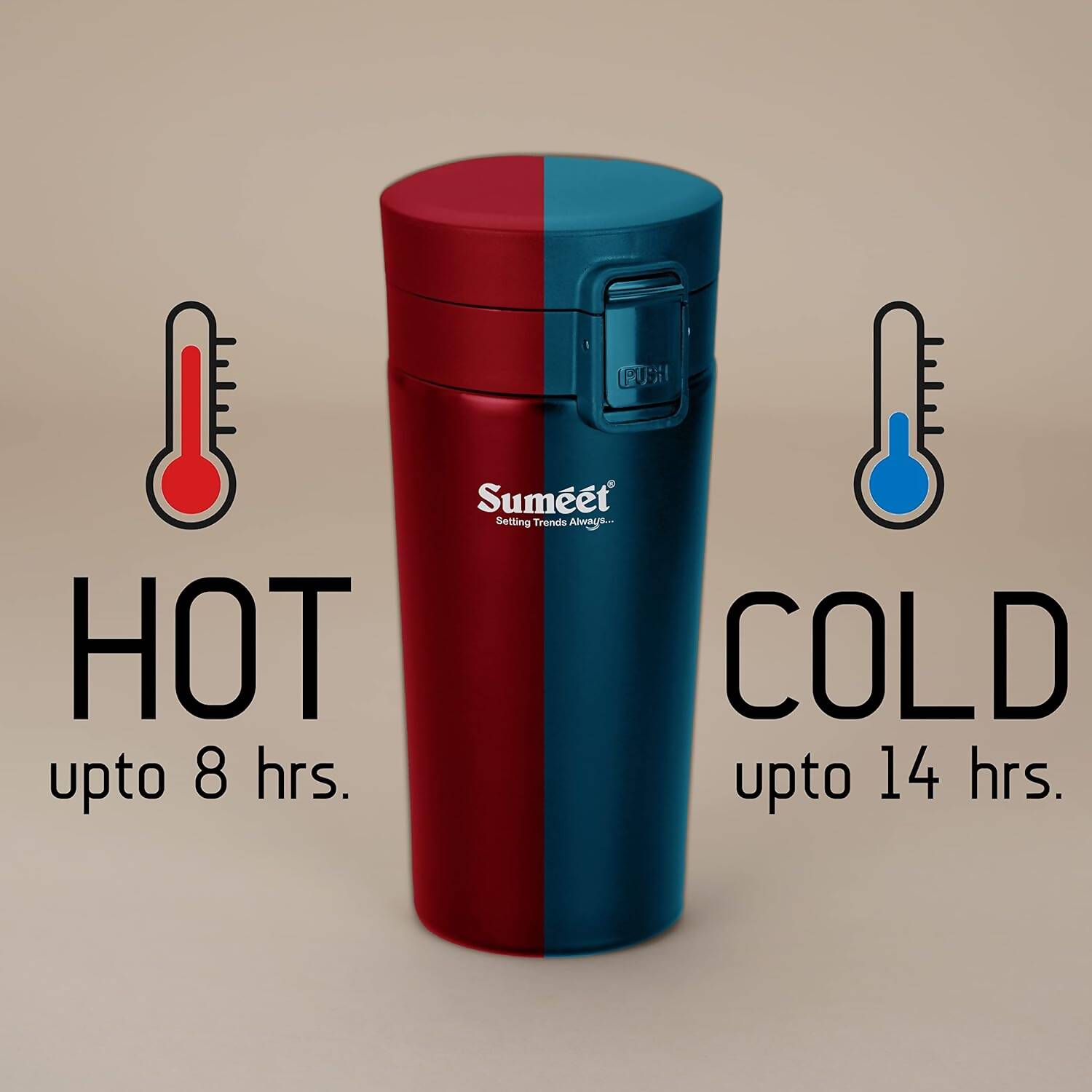 Sumeet Stainless Steel Vacuum Hot & Cold Tumbler - 350 ml (Black) | Grocsy