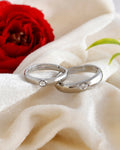 VOJ Stainless Steel Cubic Zirconia Silver Plated Adjustable Ring Set for Couple | Grocsy