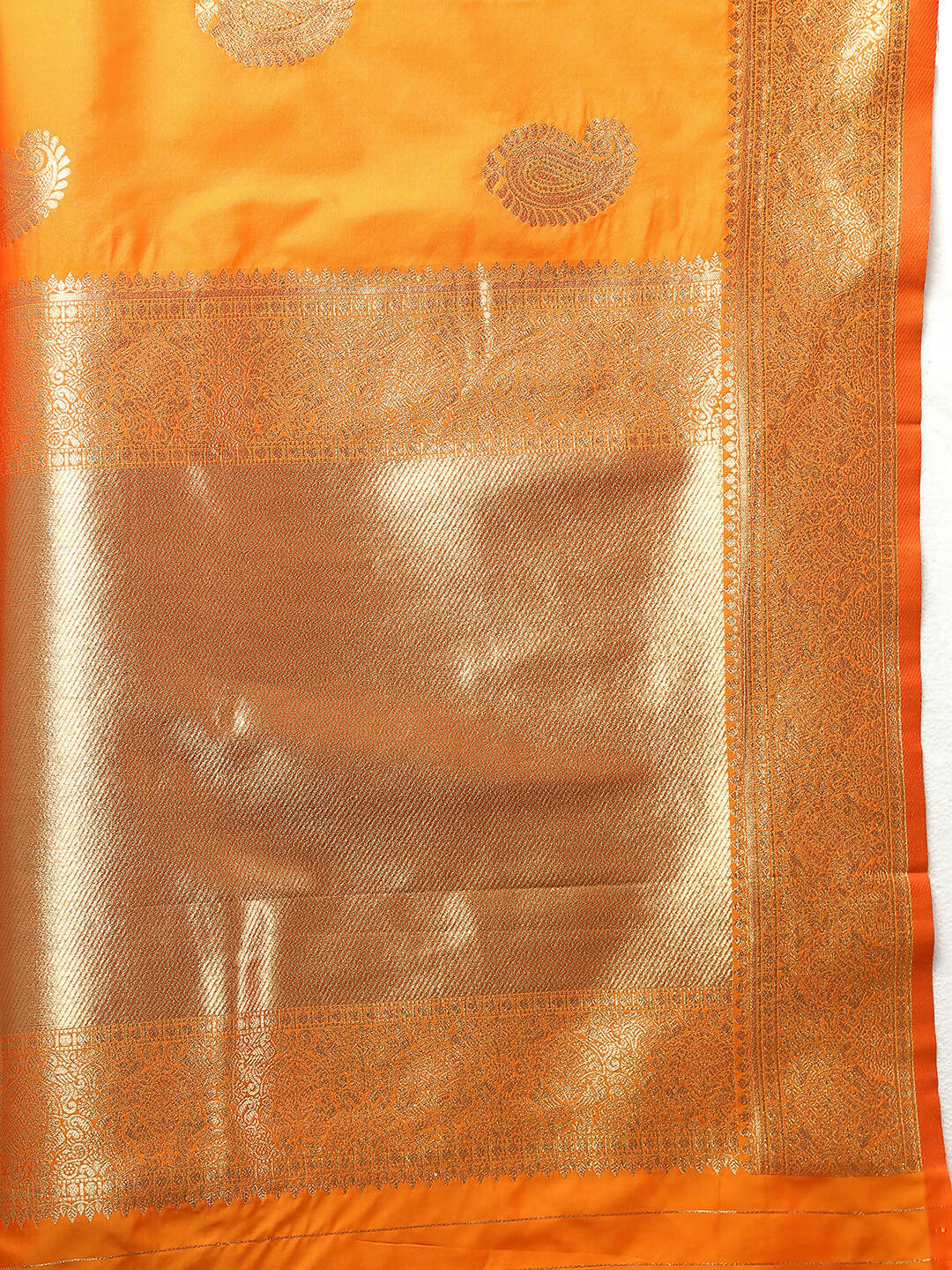 Lorenvalley Fashion Orange Soft Silk Woven Design Gold Zari Weaving Saree | Grocsy