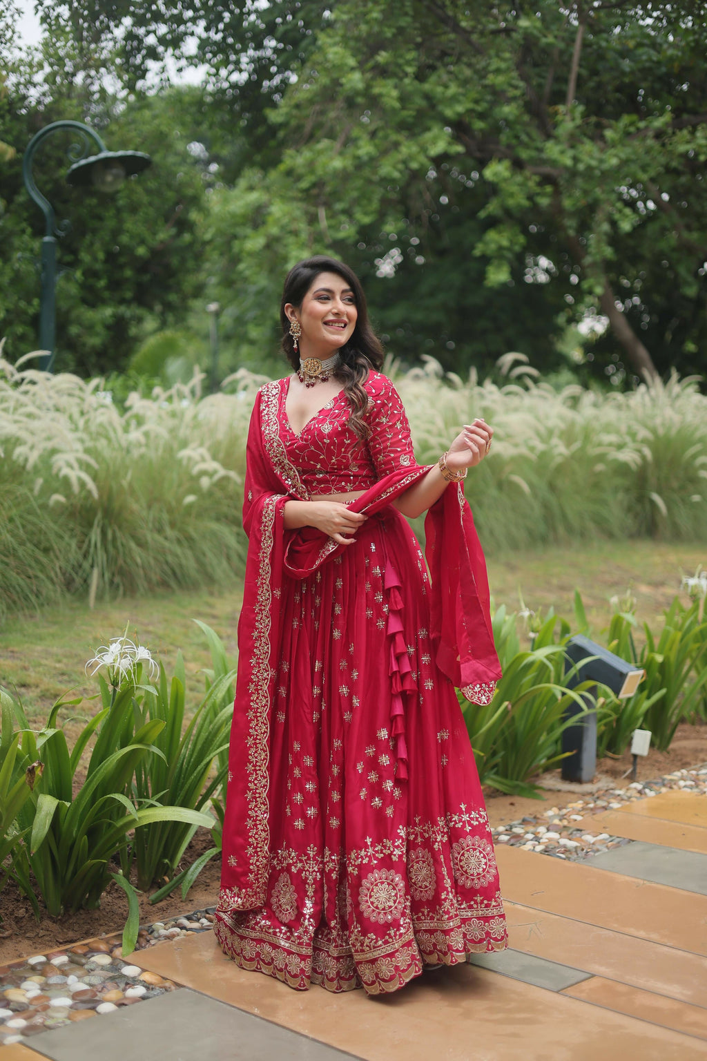 Lorenvalley Ranipink Rangoli Silk Heavy Sequins & Thread Embroidered work Lehenga Choli | Grocsy