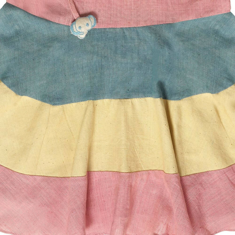 Mhyssa Sleeveless Flared Frock With Tie Ups - Pink | Grocsy
