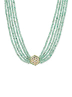 Green Gold-Toned Brass Gold-Polished Necklace - Ruby Raang | Grocsy