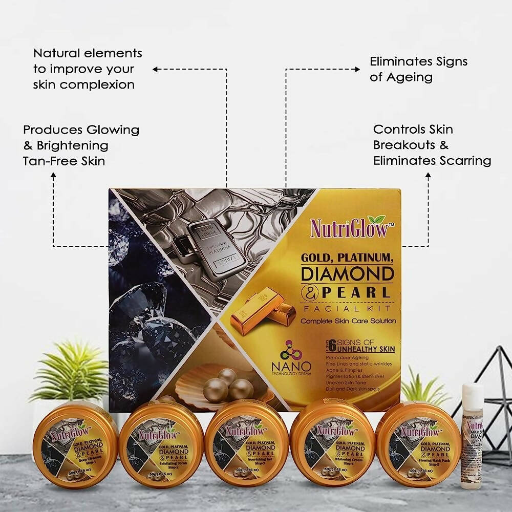 NutriGlow Platinum Diamond Gold and Pearl Facial kit | Grocsy
