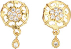 AanyaCentric Stylish Silver Plated Anklet & Gold-Polished American Diamond Earring Combo for Girls & Women