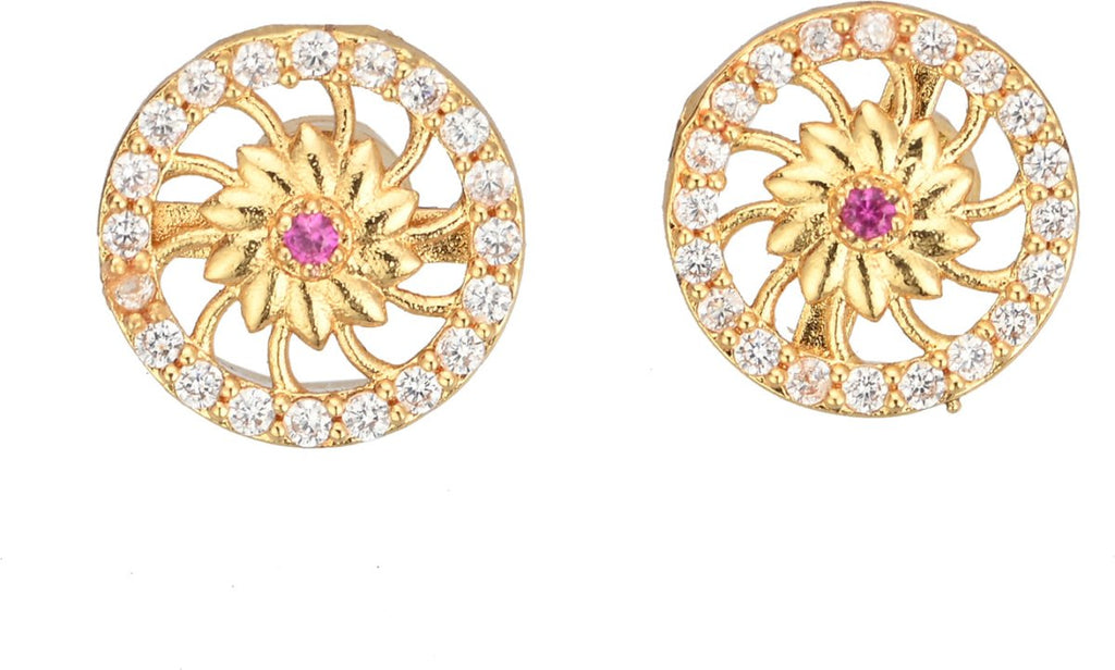 AanyaCentric Elegant Gold-Polished Ad American Diamond Earrings for Women Girls of All Ages
