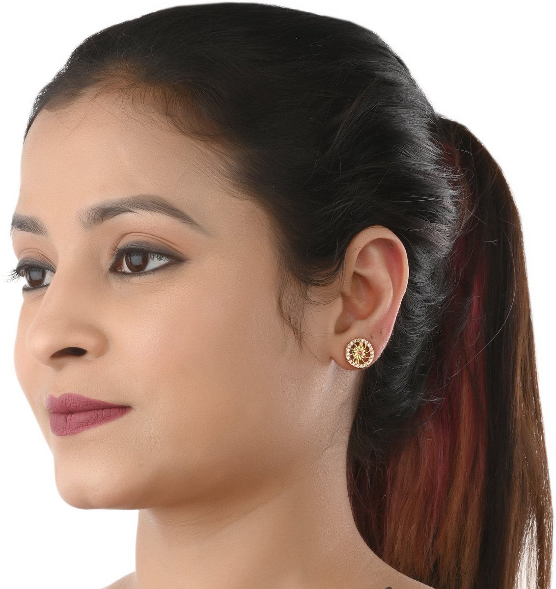 AanyaCentric Elegant Gold-Polished Ad American Diamond Earrings for Women Girls of All Ages