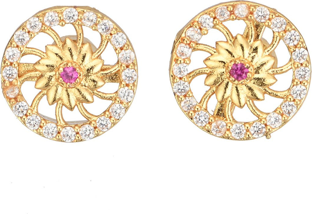 AanyaCentric Elegant Gold-Polished Ad American Diamond Earrings for Women Girls of All Ages
