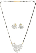 AanyaCentric Ad Short Mangalsutra Set Pendant with Earrings Golden | Grocsy