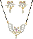 AanyaCentric Ad Short Mangalsutra Set Pendant with Earrings Golden | Grocsy