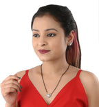 AanyaCentric Ad Short Mangalsutra Set Pendant with Earrings Golden | Grocsy