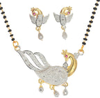 AanyaCentric Ad Short Mangalsutra Set Pendant with Earrings Golden | Grocsy