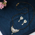 AanyaCentric Ad Short Mangalsutra Set Pendant with Earrings Golden | Grocsy