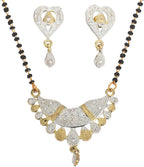 AanyaCentric Ad Short Mangalsutra Set Pendant with Earrings Golden | Grocsy