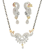 AanyaCentric Ad Short Mangalsutra Set Pendant with Earrings Golden | Grocsy