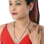 AanyaCentric Ad Short Mangalsutra Set Pendant with Earrings Golden | Grocsy