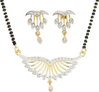 AanyaCentric Ad Short Mangalsutra Set Pendant with Earrings Golden | Grocsy