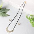 AanyaCentric Ad Short Mangalsutra Set Pendant with Earrings Golden | Grocsy