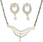 AanyaCentric Ad Short Mangalsutra Set Pendant with Earrings Golden | Grocsy