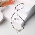 AanyaCentric Ad Short Mangalsutra Set Pendant with Earrings Golden | Grocsy
