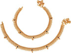 AanyaCentric Gold-Polished White Metal Payal Indian Traditional Ethnic Fashion Imitation Jewellery Foot Chain | Grocsy