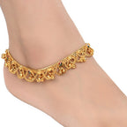 AanyaCentric Gold-Polished White Metal Payal Indian Traditional Ethnic Fashion Imitation Jewellery Foot Chain | Grocsy