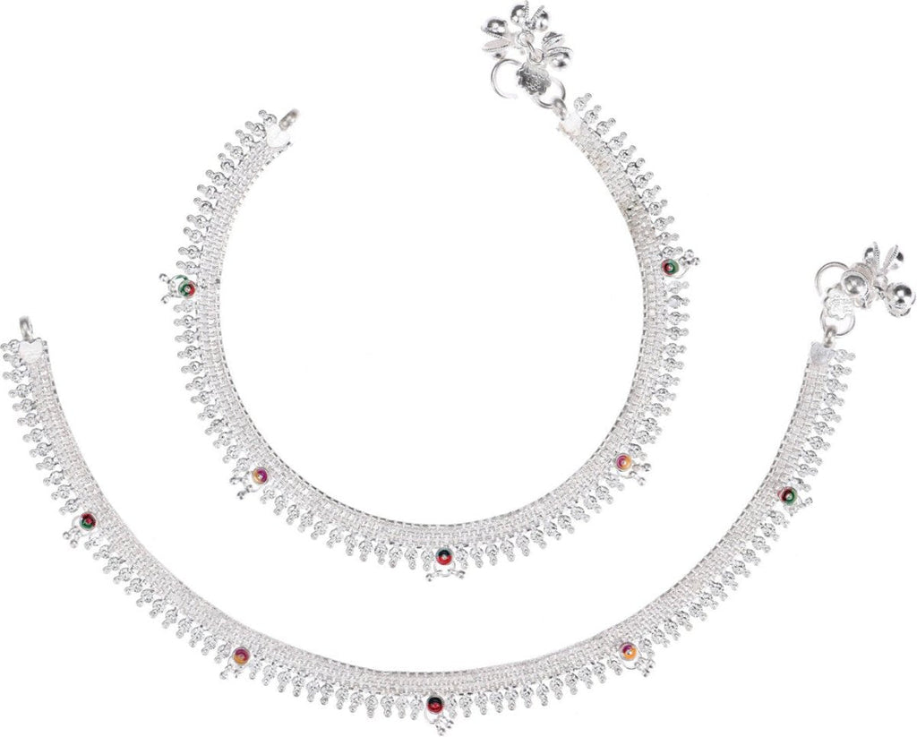 AanyaCentric Silver Plated White Metal Payal Indian Traditional Ethnic Fashion Imitation Jewellery Foot Chain | Grocsy