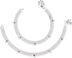 AanyaCentric Silver Plated White Metal Payal Indian Traditional Ethnic Fashion Imitation Jewellery Foot Chain | Grocsy