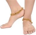 AanyaCentric Gold-Polished White Metal Payal Indian Traditional Ethnic Fashion Imitation Jewellery Foot Chain | Grocsy