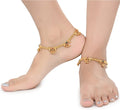 AanyaCentric Gold-Polished White Metal Payal Indian Traditional Ethnic Fashion Imitation Jewellery Foot Chain | Grocsy