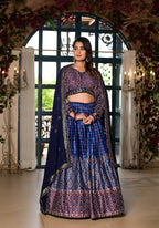 Women's Wedding Traditional Blue Dull Satin Lehenga Choli - Kaushlya | Grocsy