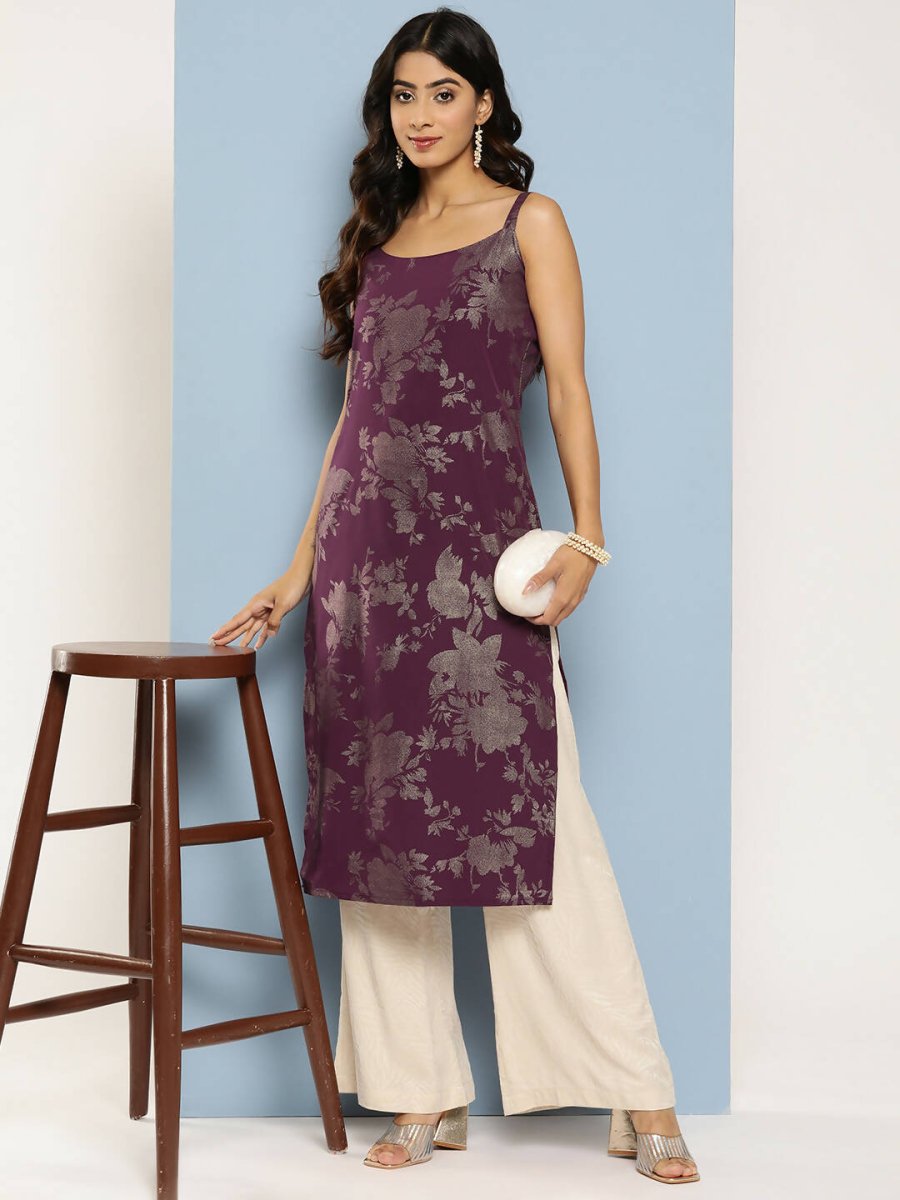 Ahalyaa Women's Traditional wear Kurta - Wine | Grocsy