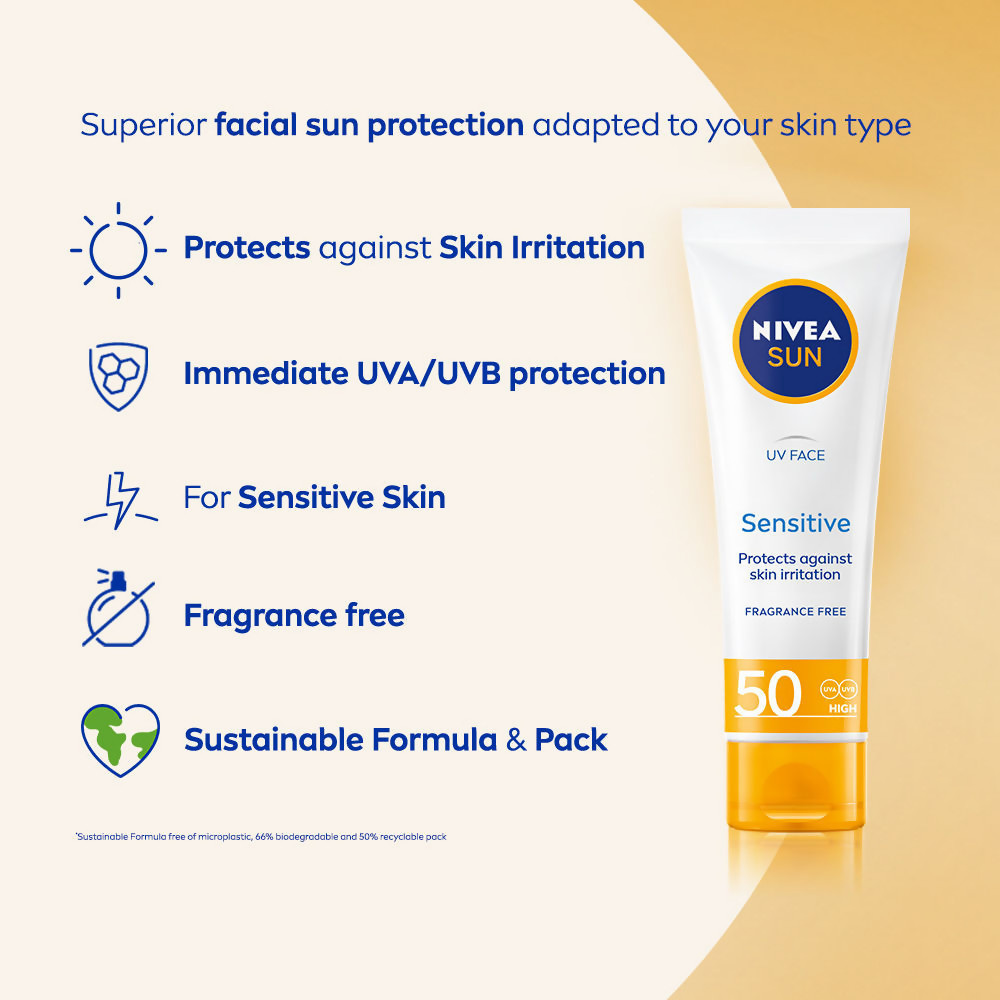 Nivea Sun Sensitive Skin Spf 50 Sunscreen | Grocsy