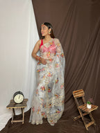 Vamsee Yashodha Yellow Organza Saree | Grocsy