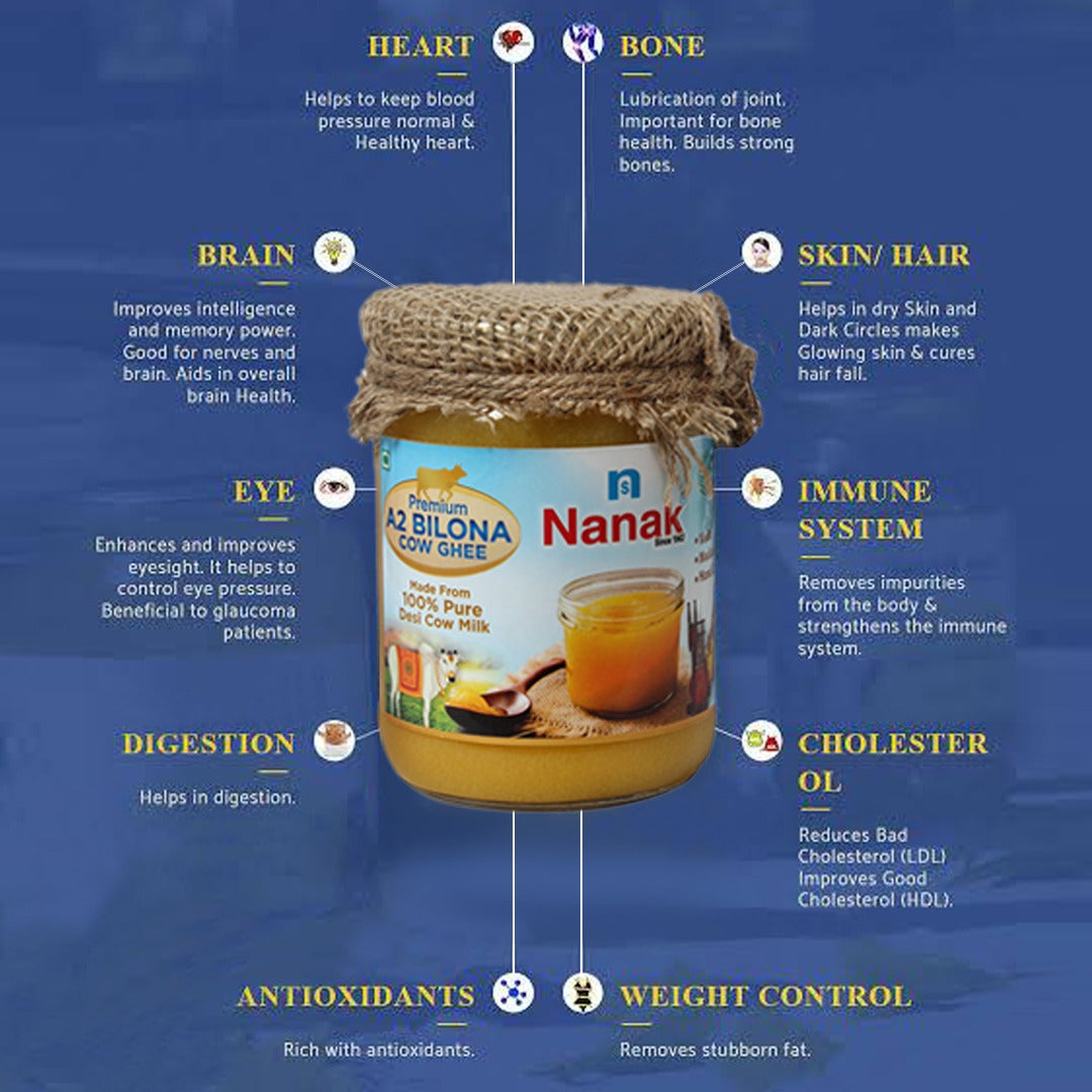 Nanak Desi A2 Bilona Cow Ghee | Hand Churned | Vedic Bilona Method Ghee | Grocsy