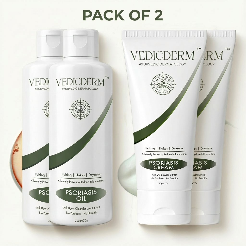 VedicDerm Sensitive Skin Bundle for Psoriasis, Eczema, Atopic Dermatitis | Grocsy