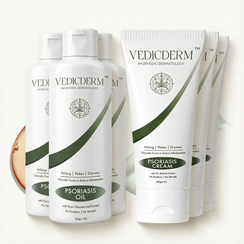 VedicDerm Sensitive Skin Bundle for Psoriasis, Eczema, Atopic Dermatitis | Grocsy