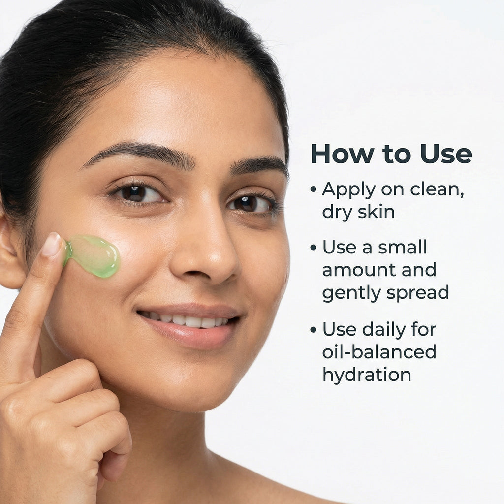 VedicDerm Green Tea Matcha Gel Moisturiser with Squalene and Niacinamide | Grocsy