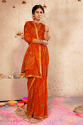 Orange Georgette Bandhni Printed Saree With Unstitched Blouse Piece - Shanaya | Grocsy
