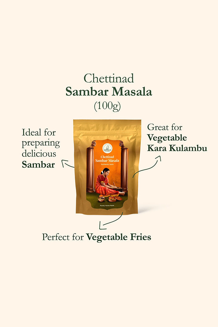 Narchuvai Foods Chettinad Combo (Chettinad Sambar Masala + Karaikudi Curry Masala + Dindigul  Biryani Masala) | Grocsy