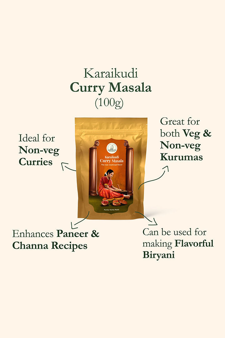 Narchuvai Foods Chettinad Combo (Chettinad Sambar Masala + Karaikudi Curry Masala + Dindigul  Biryani Masala) | Grocsy