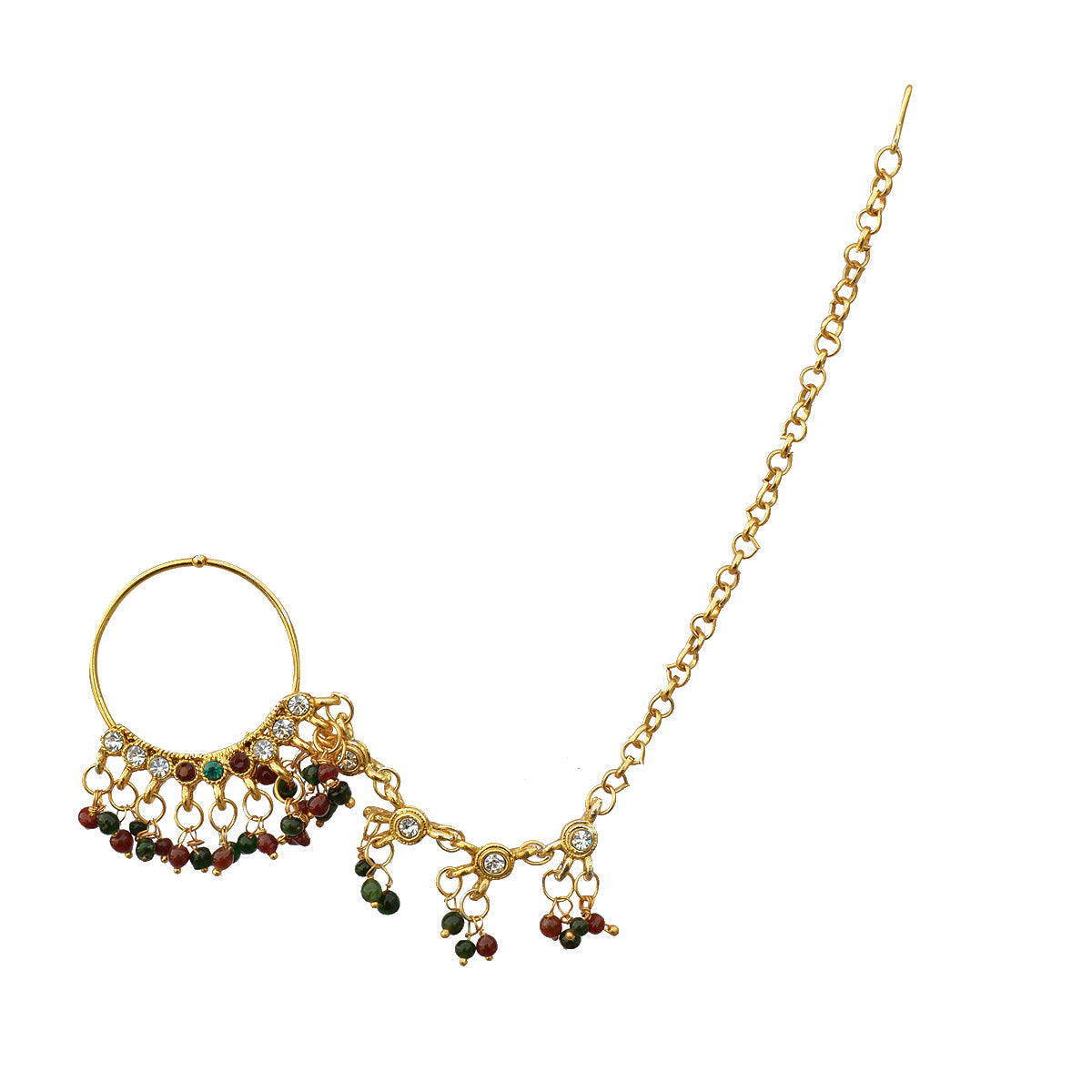 Gold-Polished Alloy Nath And Hathphool Combo - The Pari | Grocsy