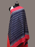 Navy and Red Pochamaplly Ikat Cotton Handloom Dupatta with Temple Border Design - Global Threads | Grocsy