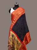 Navy Bandhani Kanchipuram Silk Handloom Dupatta with Kalamkari Design - Global Threads | Grocsy