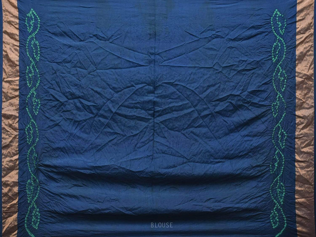 Navy Bandhani Uppada Silk Handloom Saree with Nilambari Buta Design - Global Threads | Grocsy