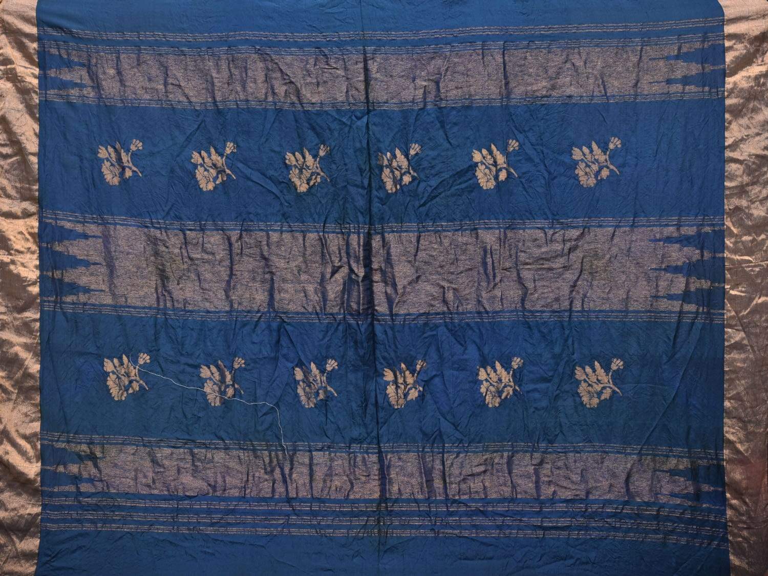 Navy Bandhani Uppada Silk Handloom Saree with Nilambari Buta Design - Global Threads | Grocsy